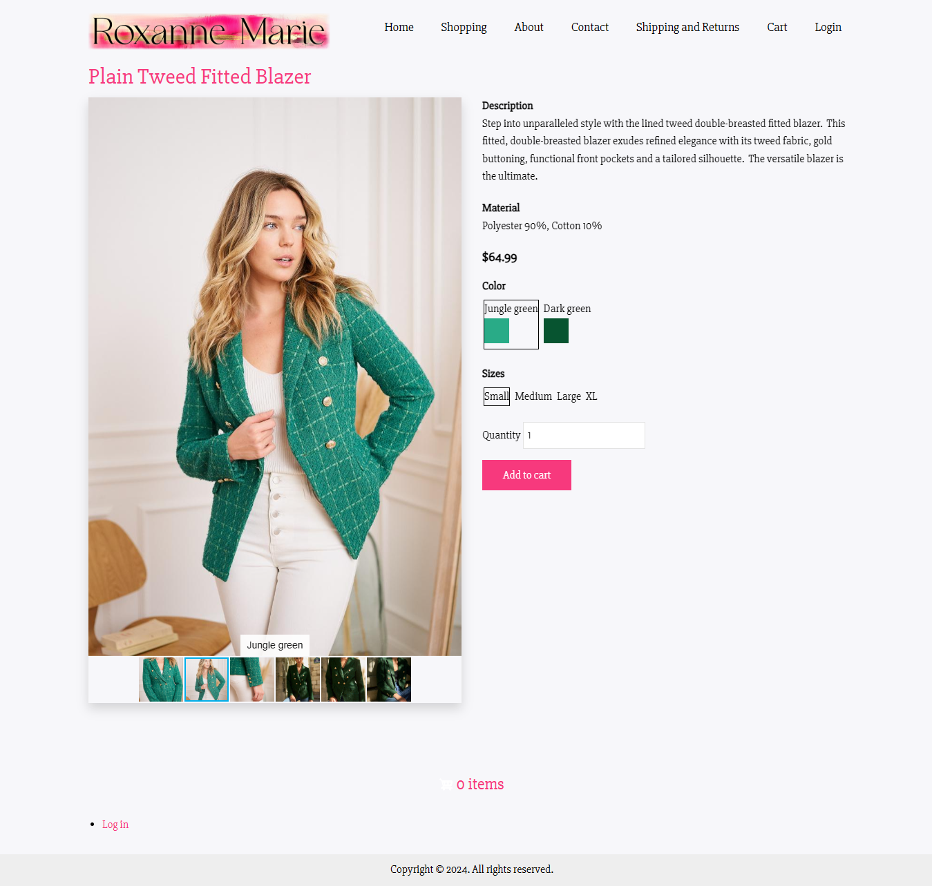 Roxanne Marie Boutique's Plain Tweed Fitted Blazer product display